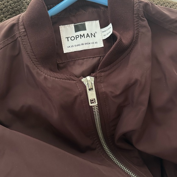 TOPMAN BURGUNDY MEN’S BOMBER JACKET - Picture 2 of 2